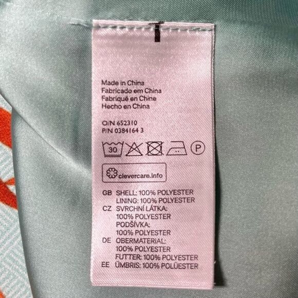 H&M Chiffon Halter Tank Top Tropical Palm Leaf Print Aqua Orange 6 Small - Picture 10 of 10